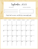 2023 Motivational Calendar Printable / 2023 Dated Calendar